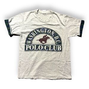 Vintage Washington, DC Polo Club Shirt Gray Mens 90s Size L Horse Equestrian